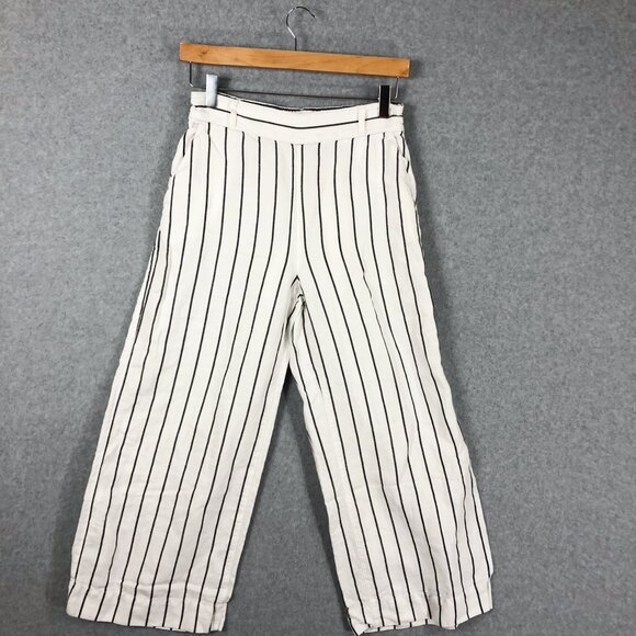 Joie White Striped Wide Leg Pants Linen Size Small - Picture 1 of 7